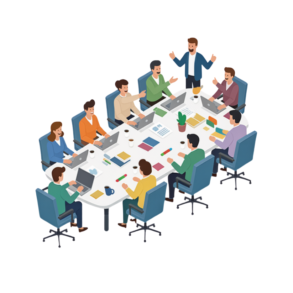 Team meeting around conference table