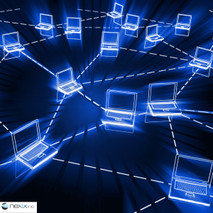 A bunch of computers linked in between each other