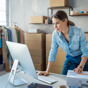 Small business owner on her computer