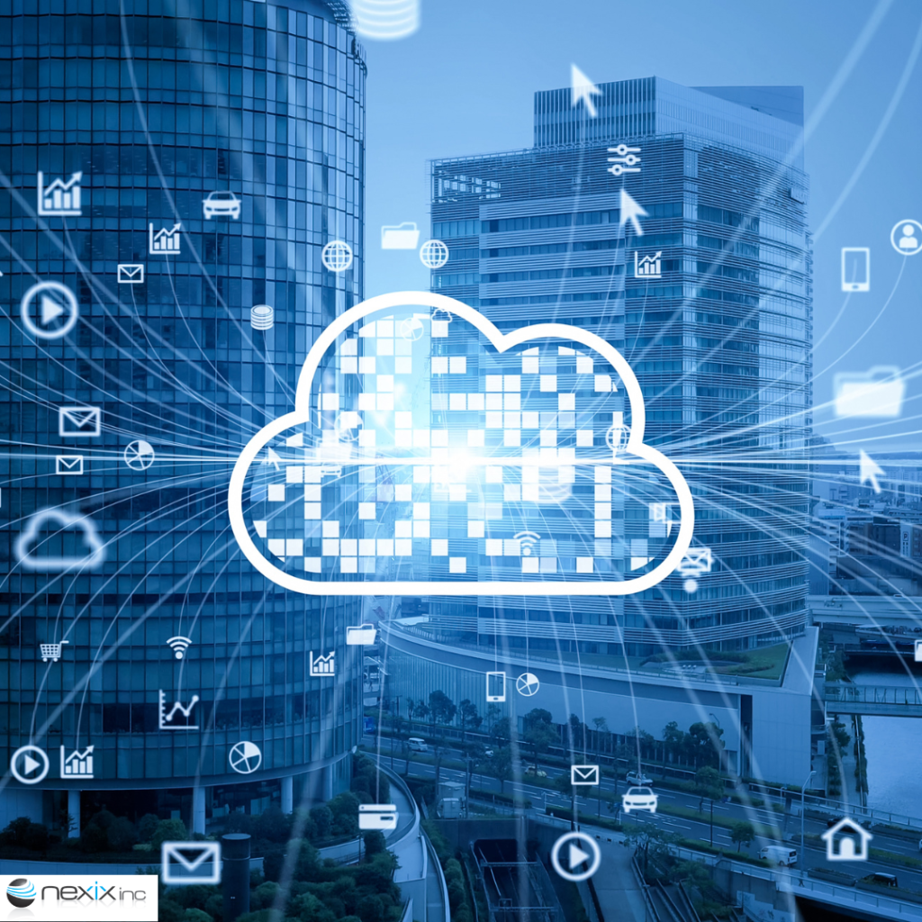 Clouds logo over a city