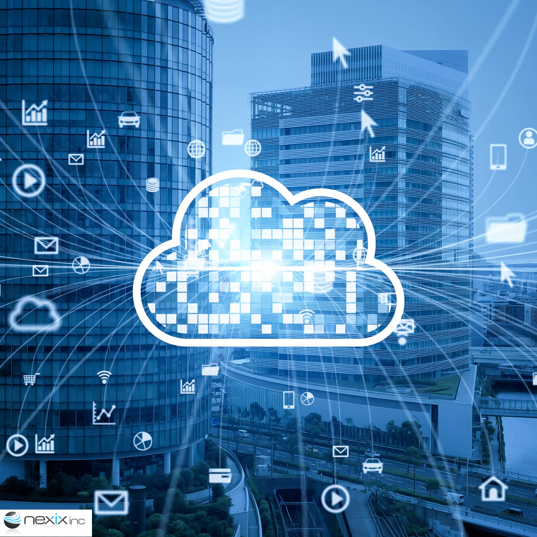 Clouds logo over a city
