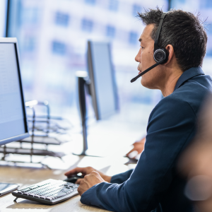 Man working at a call center