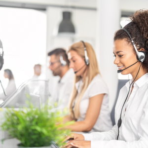 3 people working at a call center